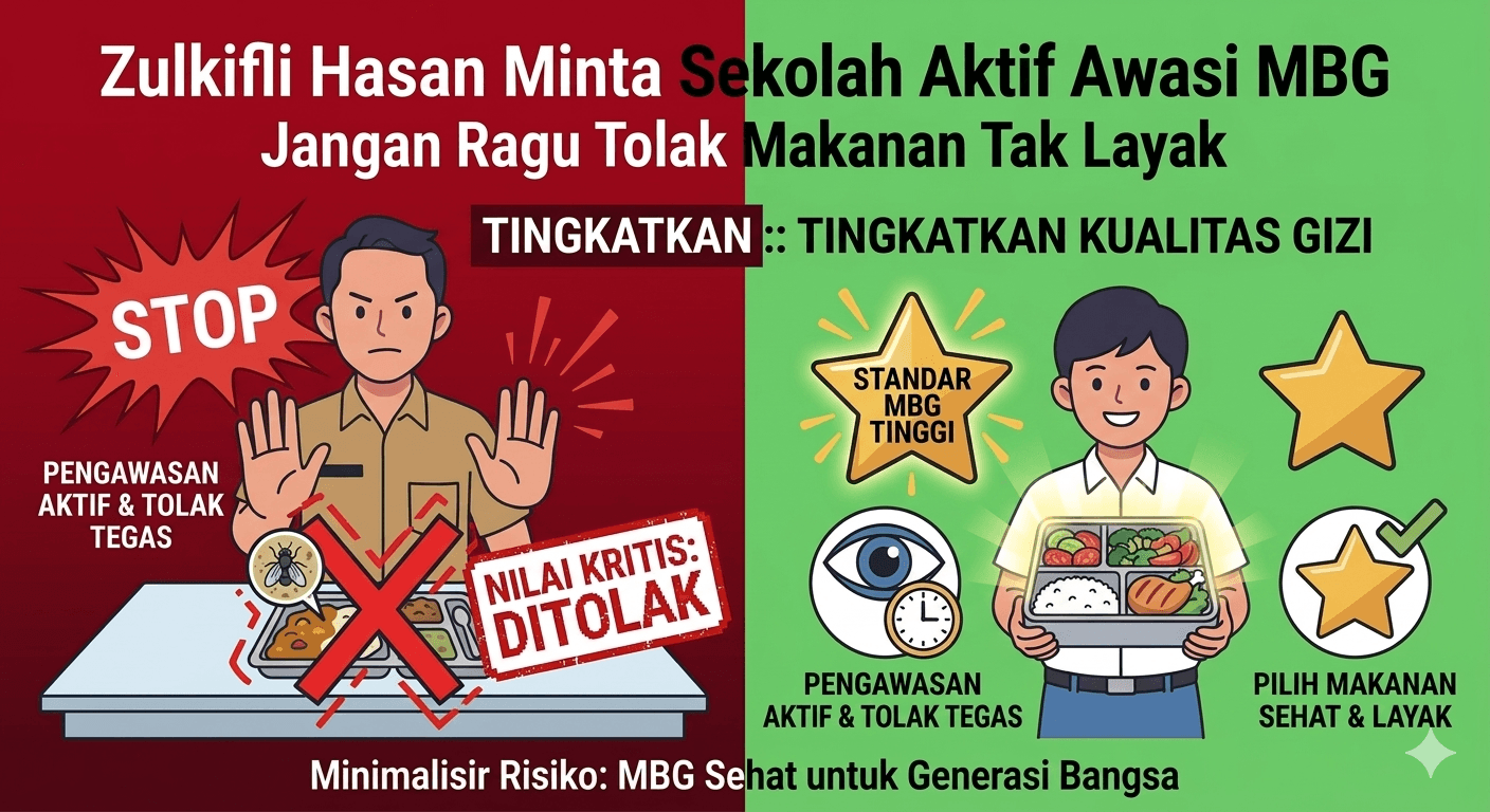 Zulkifli Hasan Minta Sekolah Aktif Awasi MBG, Jangan Ragu Tolak Makanan Tak Layak
